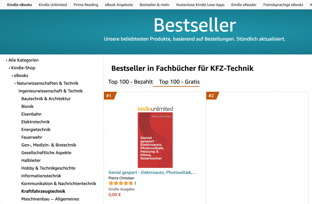 Bestseller Platz 1 in KFZ-Technik auf Amazon